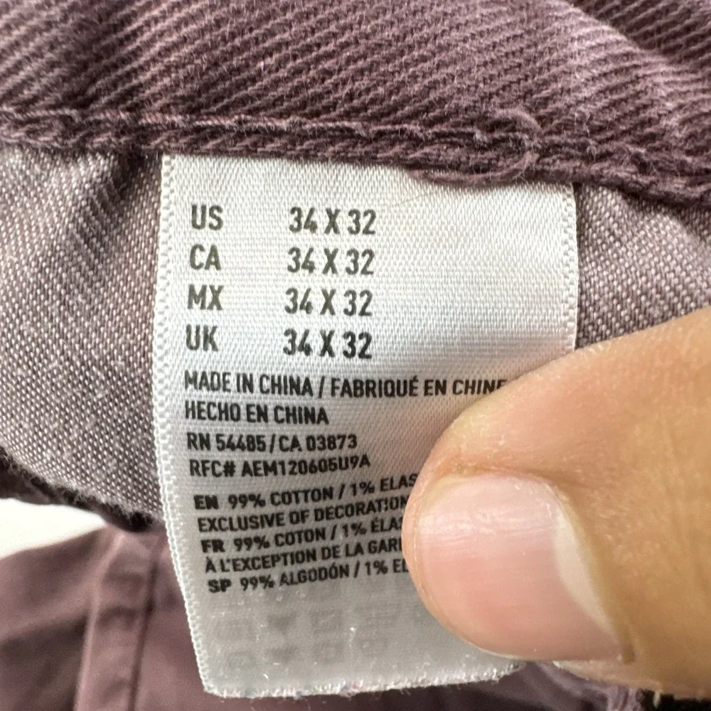 American Eagle Core Flex Men's 34x32 Burgundy Straight Leg Stretch Jeans Pants